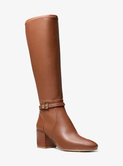 Michael Kors Ella Wide Calf Block Heel Boot In Brown