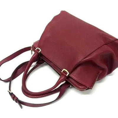 Pre-owned Cartier Bordeaux Leather Handbag Shoulder Bag Tote Bag ()