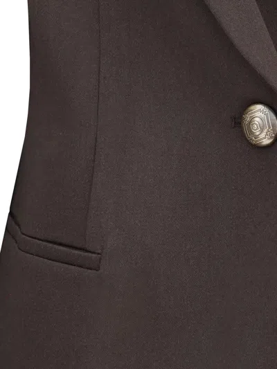 Giorgio Armani Single-breasted Wool Blazer In Brown