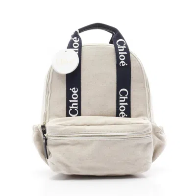 Pre-owned Chloé Beige Navy Canvas Leather Backpack ()