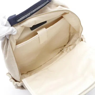 Pre-owned Chloé Beige Navy Canvas Leather Backpack ()