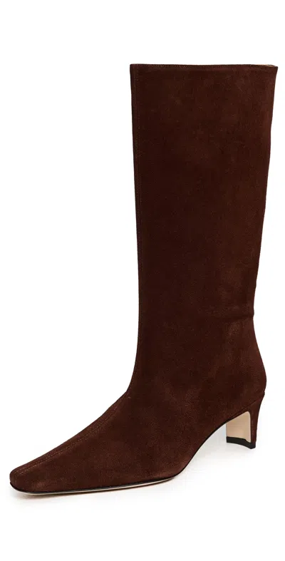 Staud Midcalf Wally Boots Mahogany In Brown