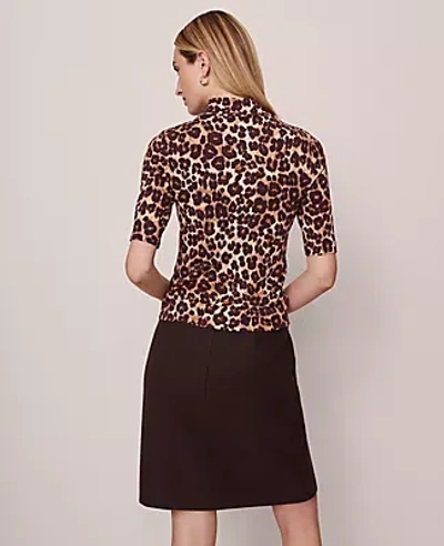 Ann Taylor Petite Animal Print Mock Neck Top In Multi