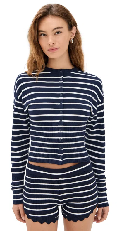 Lioness Head In The Clouds Cardigan Navy Stripe In Blue