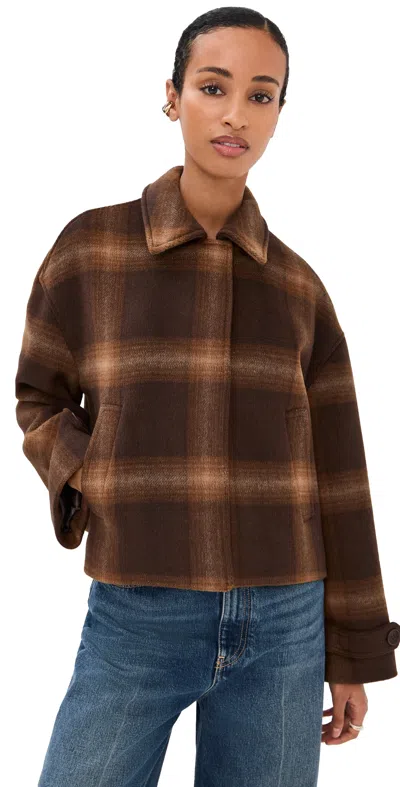 Simkhai Colby Plaid Jacket Chocolate Plaid In Multi