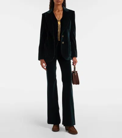 Etro Cotton-blend Velvet Blazer In Green