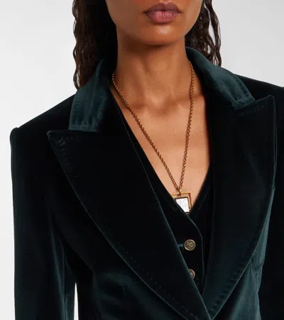 Etro Cotton-blend Velvet Blazer In Green