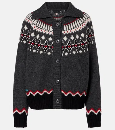 Alanui Grey Fair Isle Patterned Cardigan In Multi