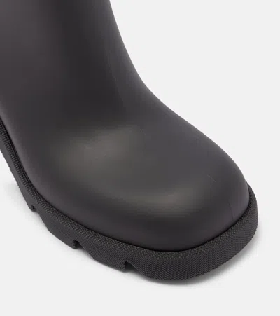 Burberry Marsh Stamp Checked Nylon-trimmed Rubber Ankle Boots In Black