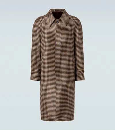 Rubinacci Houndstooth Virgin Wool Coat In Brown