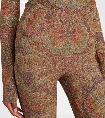 Etro Printed Jersey Flared Pants In Black