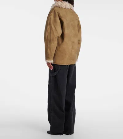 Isabel Marant Étoile Isabel Marant Etoile Women Beige Shearling Coat With High Collar And Button Closure In Leather And F In Neutral