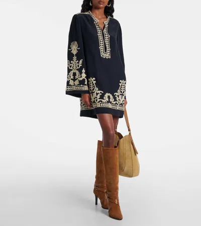 Isabel Marant Étoile Fadeli Embroidered Crêpe Tunic In Black