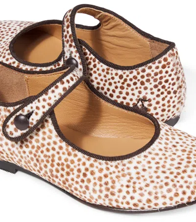 Bonpoint Ella Leopard-print Calf Hair Mary Jane Flats In White