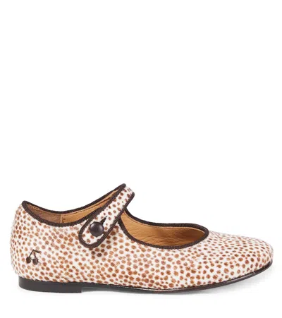 Bonpoint Ella Leopard-print Calf Hair Mary Jane Flats In White