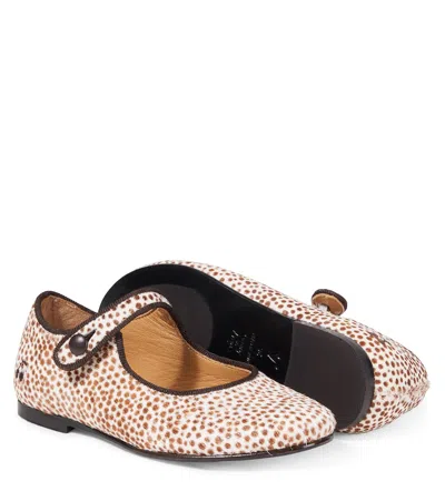 Bonpoint Ella Leopard-print Calf Hair Mary Jane Flats In White