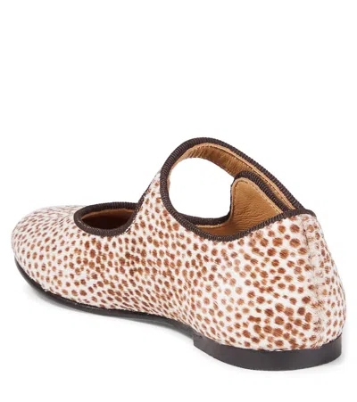 Bonpoint Ella Leopard-print Calf Hair Mary Jane Flats In White