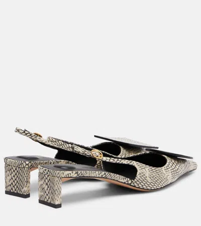 DUELO蛇纹效果皮革露跟高跟鞋