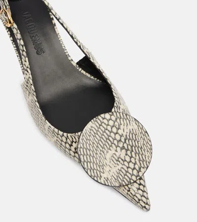 DUELO蛇纹效果皮革露跟高跟鞋