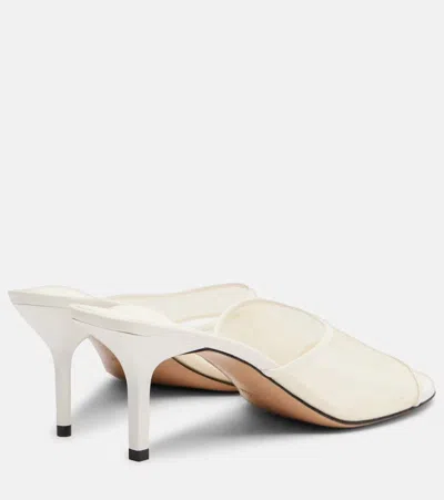 Jacquemus Cubisto Leather-trimmed Mesh Mules In White