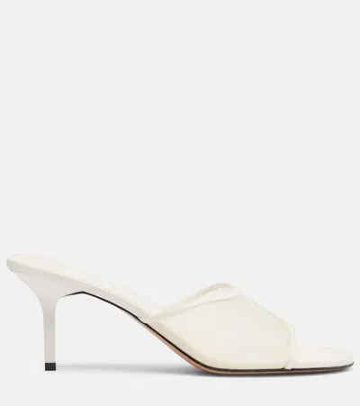 Jacquemus Cubisto Leather-trimmed Mesh Mules In White