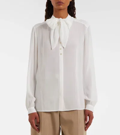 Tory Burch Georgette Bow Blouse In White