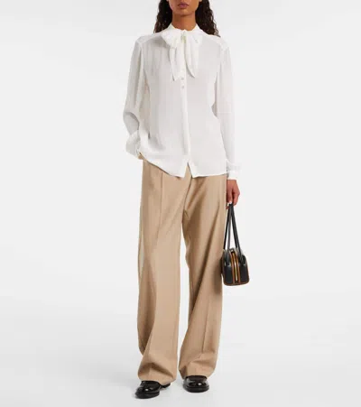 Tory Burch Georgette Bow Blouse In White