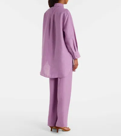 Eres Mignonette Button-down Linen Shirt In Purple