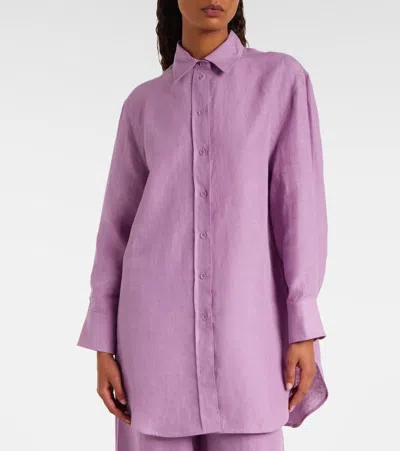 Eres Mignonette Button-down Linen Shirt In Purple