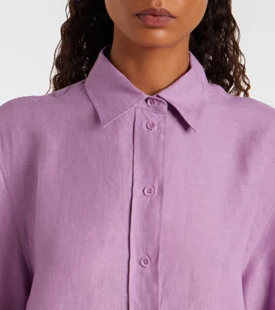 Eres Mignonette Button-down Linen Shirt In Purple