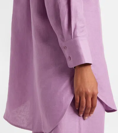 Eres Mignonette Button-down Linen Shirt In Purple