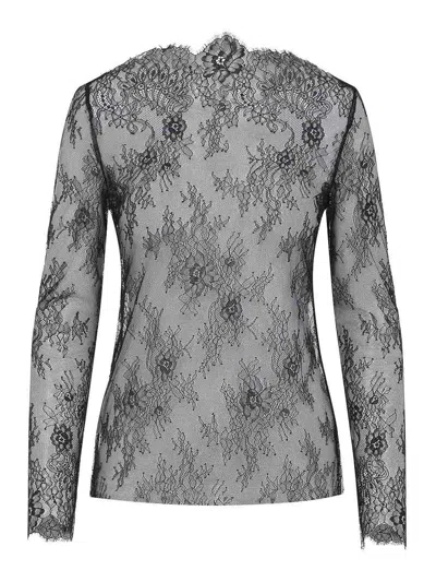 Alberta Ferretti Alberta Ferreti Lace Ls T-shirt In Gray