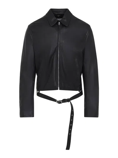 Acne Studios Belted Leather Jacket In Black
