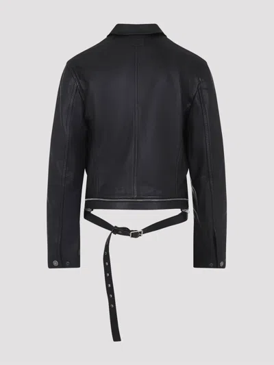 Acne Studios Belted Leather Jacket In Black