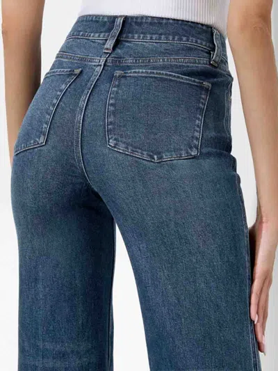 Alice And Olivia Missa High Rise Exposed Button Wide Leg Jeans In Lola Blue In Blue