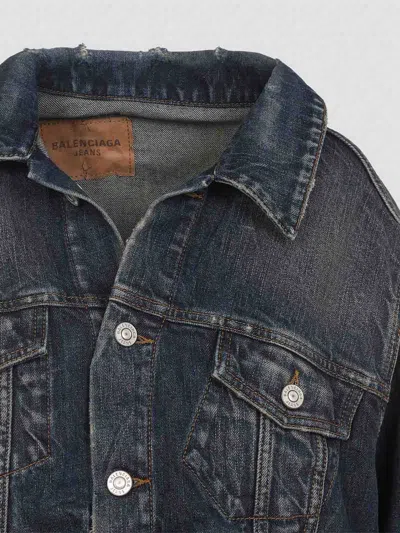 Balenciaga Denim Small Fit Jacket In Blue