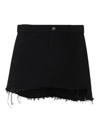 Balenciaga Mini Skirt With Belt Loops And Button Detail In Black