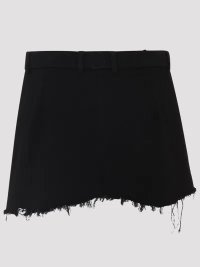 Balenciaga Mini Skirt With Belt Loops And Button Detail In Black