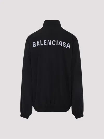 Balenciaga Men Black High Neck Sweatshirt With Logo Lettering On Front And Rear In Tech Fabric Man