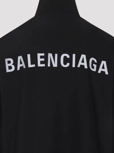 Balenciaga Men Black High Neck Sweatshirt With Logo Lettering On Front And Rear In Tech Fabric Man