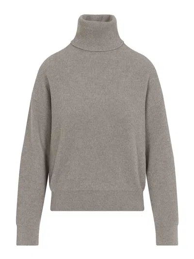 Brunello Cucinelli Wool Cashmere Silk Pullover In Gray