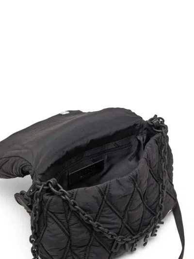 Diesel Charm-d M-shoulder Bag In Quilted Nylon In Black
