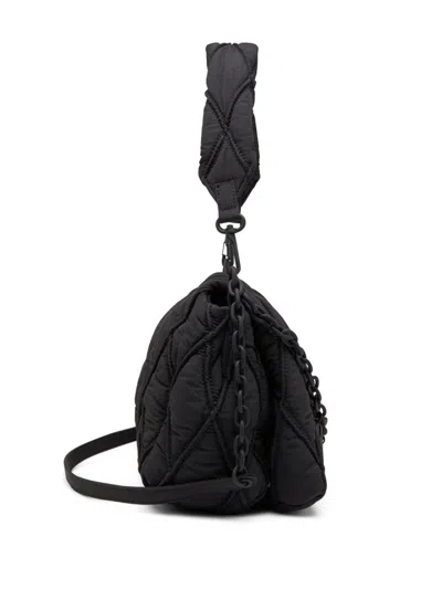 Diesel Charm-d M-shoulder Bag In Quilted Nylon In Black
