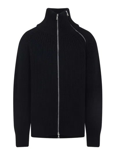 Dries Van Noten Black Wool Zip-up Cardigan In Black