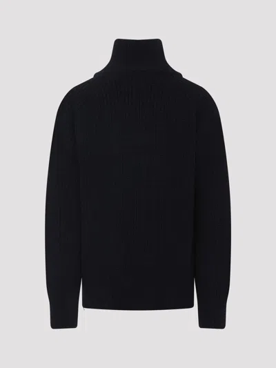 Dries Van Noten Black Wool Zip-up Cardigan In Black