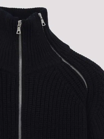 Dries Van Noten Black Wool Zip-up Cardigan In Black