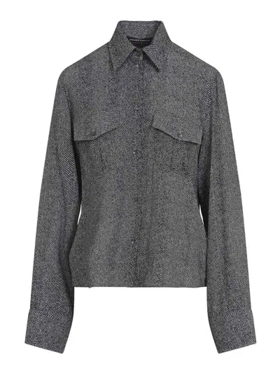 Ermanno Scervino Grey Tailored Shirt With Classic Collar In Gray