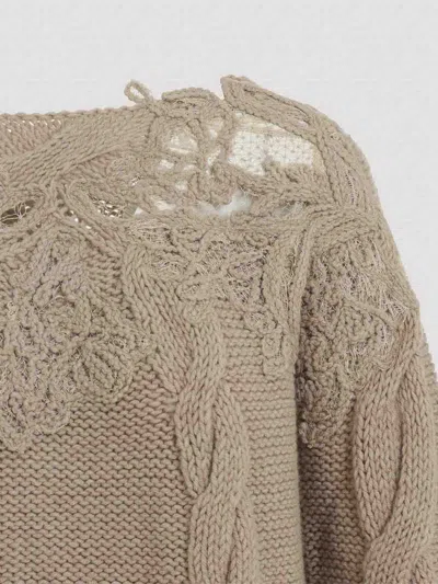 Ermanno Scervino Cropped Turtleneck Sweater With Cable Knit In Gray