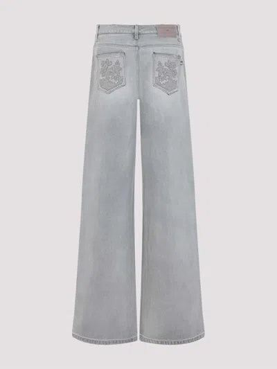 Ermanno Scervino Baggy Jeans With Embroidered Back Pockets In Gray