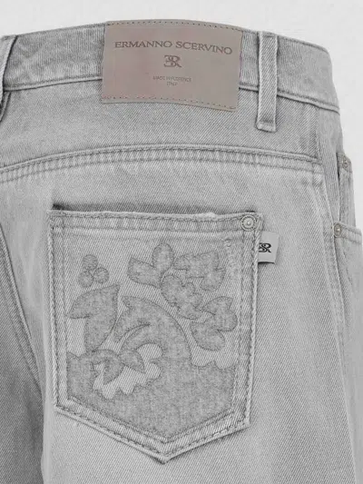 Ermanno Scervino Baggy Jeans With Embroidered Back Pockets In Gray